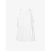 Sacai Womens Off White Pleated Wrap-front Woven Midi Skirt