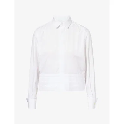 Sacai Womens Pleated Asymmetric Woven Shirt Off White