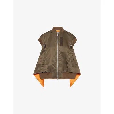 Sacai Womens  Asymmetric Round-neck Shell Vest In Brown