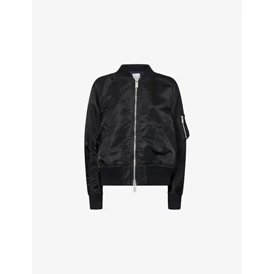 Sacai Womens Black Band-collar Blouson Twill Jacket Xl