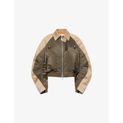Sacai Oversized Cotton-canvas And Shell Bomber Jacket In Green