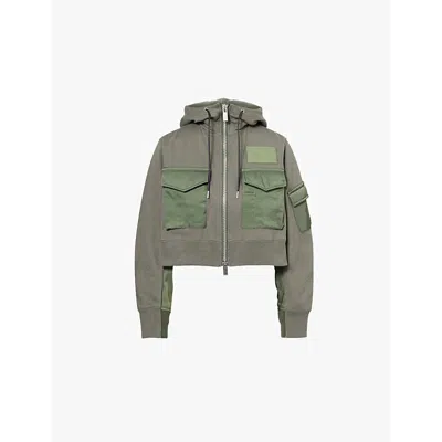 Sacai Spiewak Cargo Pocket Zip Hoodie In B Khaki