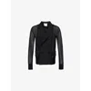 Sacai Womens Black Double-breasted Sheer-knit Cotton-blend Blazer In Black