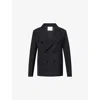 Sacai Womens Black Peak-lapels Pleated Woven Jacket In Black