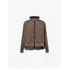 Sacai Womens Khaki Pleated High-neck Woven Jacket In Brown