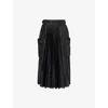 Sacai Womens Black Pleated Wrap-front Woven Midi Skirt In Black
