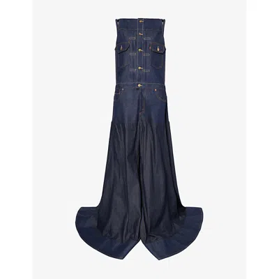 Sacai Womens Indigo  X Levi's Flared Sleeveless Denim Jumpsuit In Purple