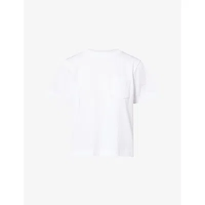 Sacai Womens White Patch-pocket Boxy Cotton T-shirt In Multi