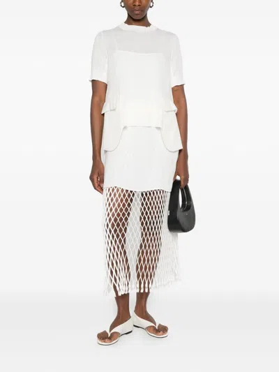 Sacai Wool And Cotton Blend T-shirt In White