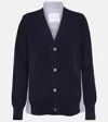 Sacai Cotton And Pleated Striped Poplin Cardigan In Blue