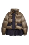 Sacai Khaki Puffer Down Jacket In Khaki X D/navy