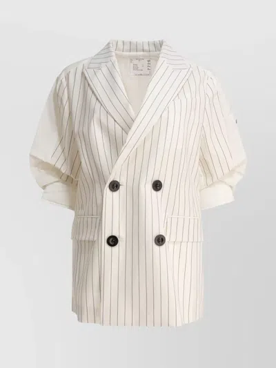 Sacai Wool And Silk Double-breasted Blazer