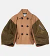 Sacai Wool And Twill Jacket In Beige