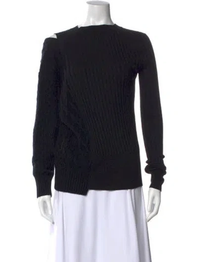 Pre-owned Sacai Wool Bateau Neckline Sweater In Black