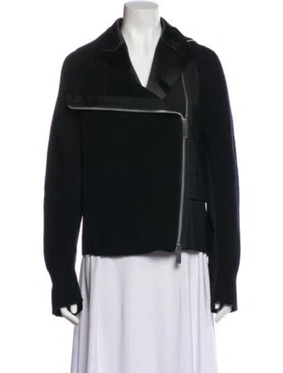 Pre-owned Sacai Wool Biker Jacket In Black