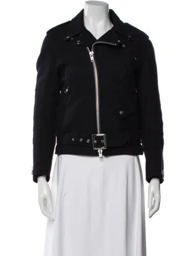 Pre-owned Sacai Wool Biker Jacket In Black