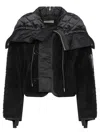 Sacai Black Nylon Faux Shearling Jacket In Black