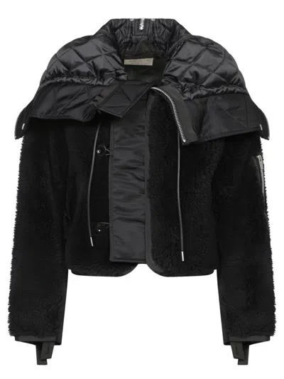 Sacai Black Nylon Faux Shearling Jacket
