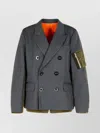 Sacai Double-breasted Wool And Nylon Blazer In Gray