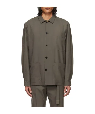 Sacai Wool-blend Jacket In Green
