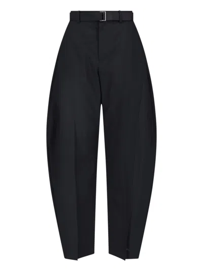 Sacai High-waisted Tailored Pants With Structured Silhouette In Black