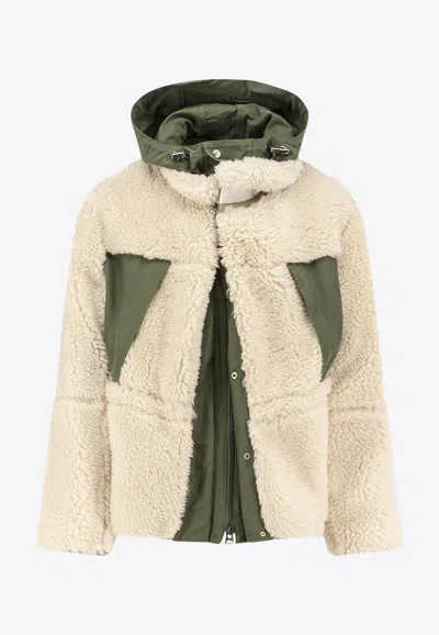 SACAI WOOL-BLEND SHEARLING JACKET