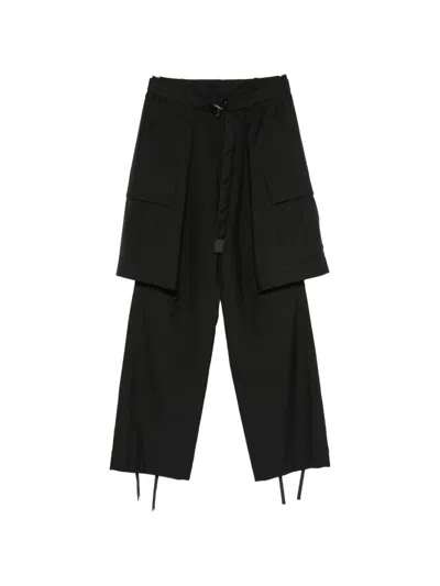 Sacai Wool Blend Trousers In Black