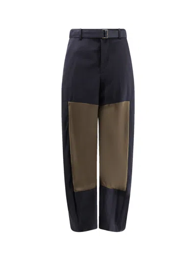 Sacai Wool Blend Trousers With Nylon Inserts In Black
