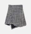 Sacai Wool-blend Tweed Miniskirt In Blue