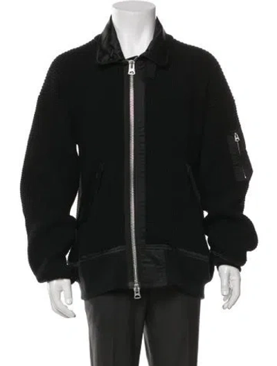 Pre-owned Sacai Wool Bomber Jacket In Black