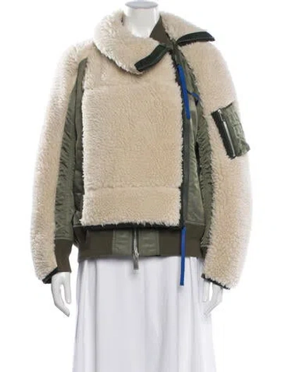 Pre-owned Sacai Wool Bomber Jacket In Green
