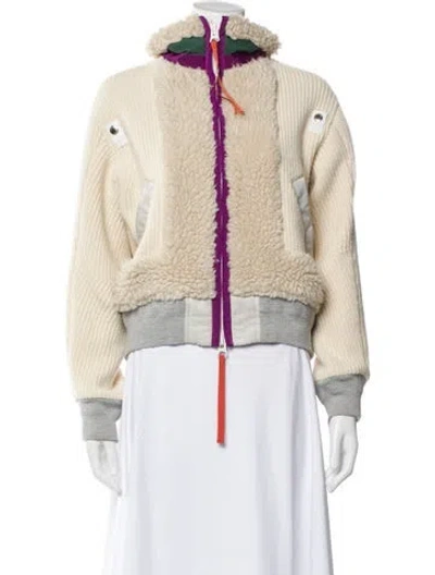Pre-owned Sacai Wool Bomber Jacket In Neutral