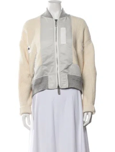 Pre-owned Sacai Wool Bomber Jacket In Neutral