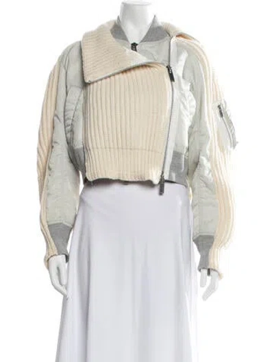 Pre-owned Sacai Wool Bomber Jacket In Neutrals