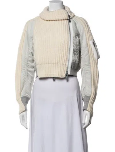 Pre-owned Sacai Wool Bomber Jacket In Neutrals