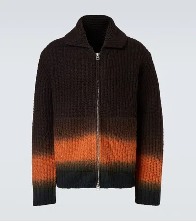 Sacai Wool Cardigan In Brown