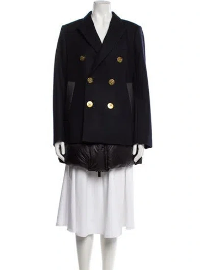 Pre-owned Sacai Wool Coat In Blue