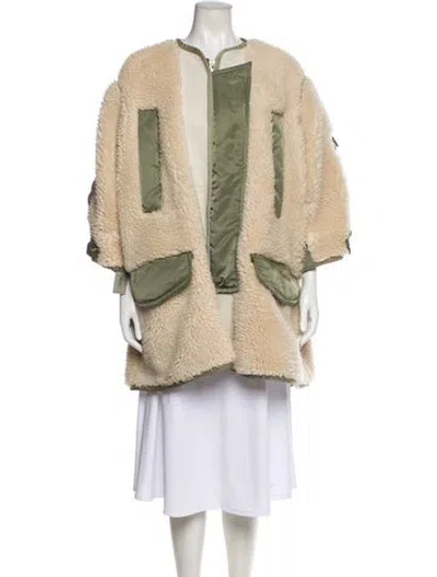 Pre-owned Sacai Wool Coat In Neutral