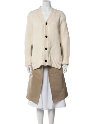 Pre-owned Sacai Wool Coat In Neutral