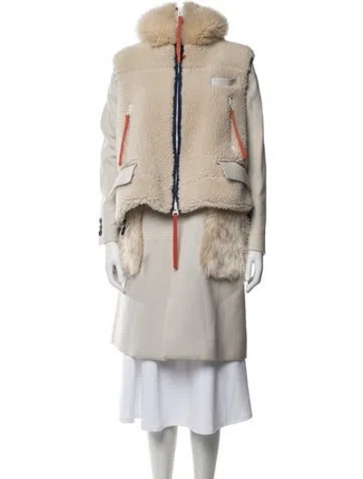 Pre-owned Sacai Wool Coat In Neutrals