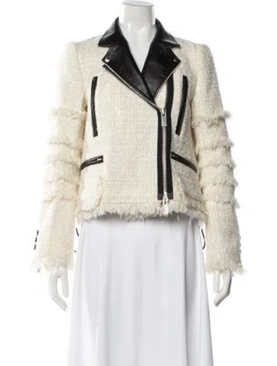 Pre-owned Sacai Wool Colorblock Pattern Biker Jacket In Neutral