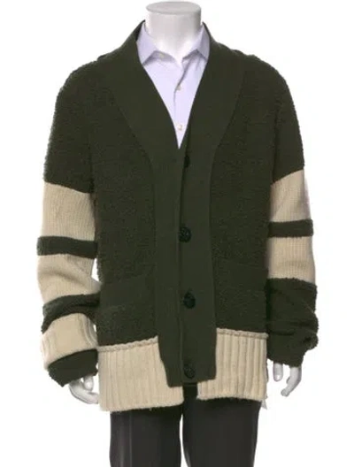 Pre-owned Sacai Wool Colorblock Pattern Cardigan In Green