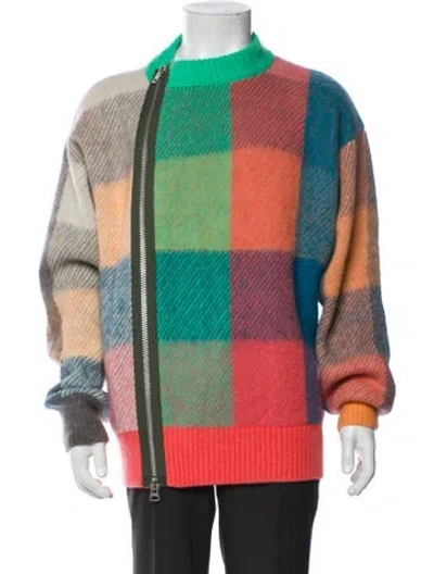 Pre-owned Sacai Wool Colorblock Pattern Cardigan W/ Tags In Blue