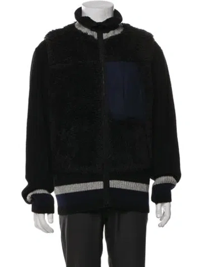 Pre-owned Sacai Wool Colorblock Pattern Jacket In Black