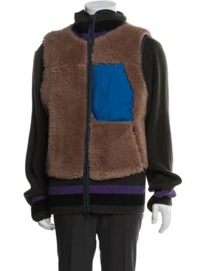 Pre-owned Sacai Wool Colorblock Pattern Jacket In Brown