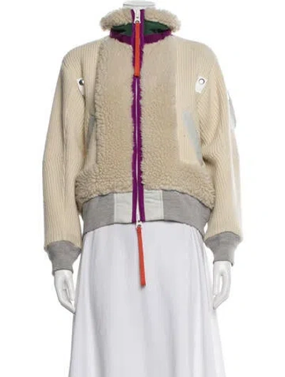 Pre-owned Sacai Wool Colorblock Pattern Jacket In Neutral