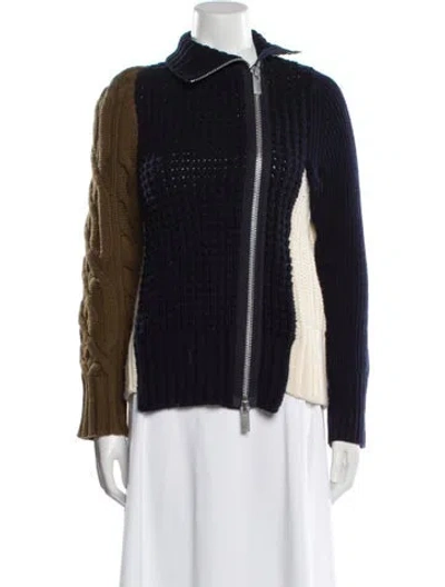 Pre-owned Sacai Wool Colorblock Pattern Jacket In Neutral