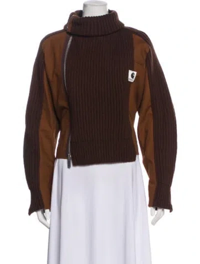 Pre-owned Sacai Wool Colorblock Pattern Jacket W/ Tags In Brown
