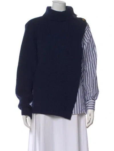 Pre-owned Sacai Wool Colorblock Pattern Sweater In Blue