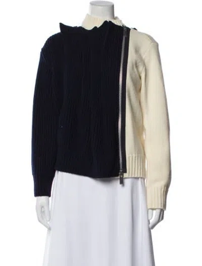 Pre-owned Sacai Wool Colorblock Pattern Sweater In Blue
